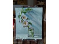 Pictură în ulei - Natură moartă - Nalbă albă - Anton Yordanov