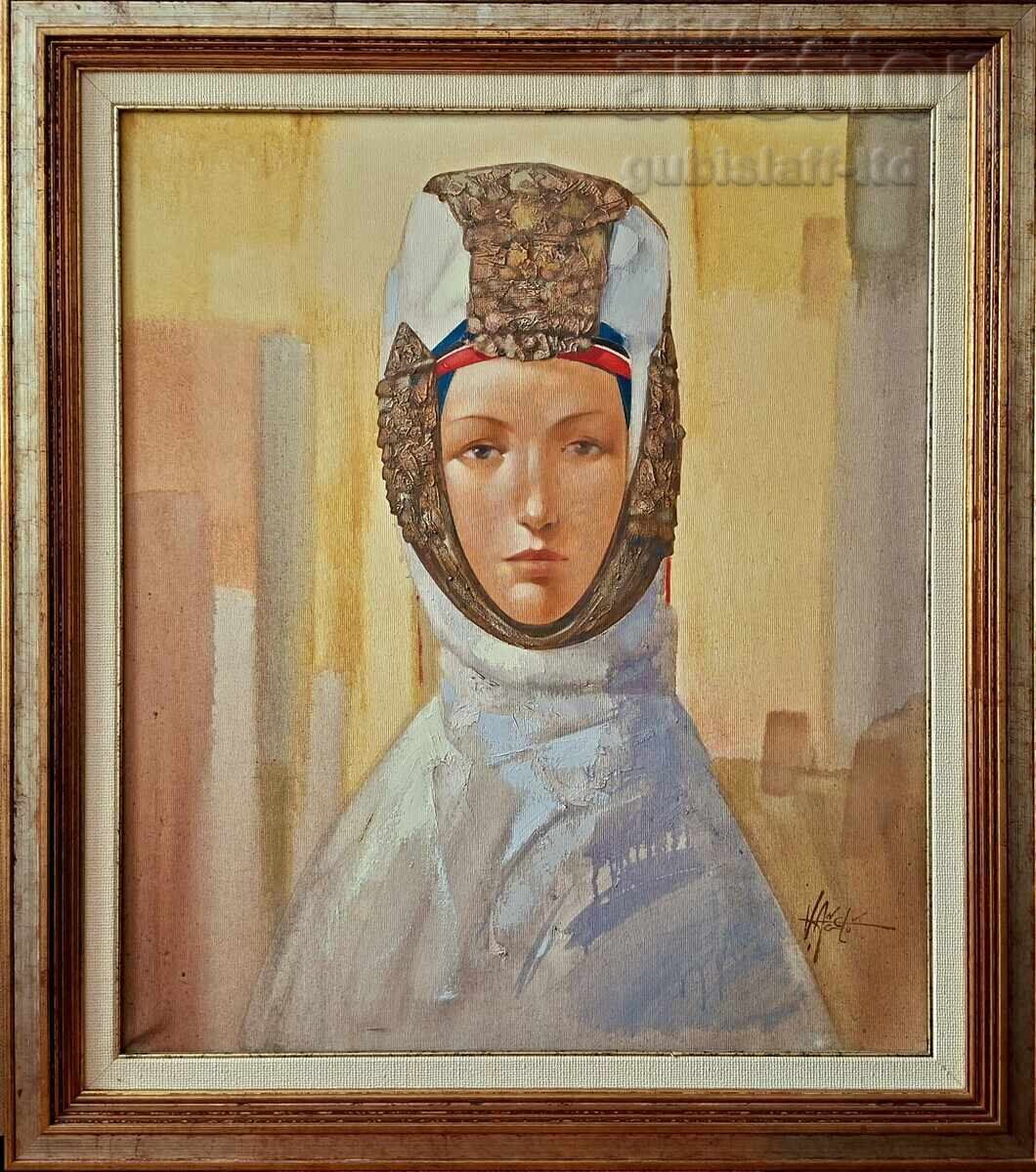 Tablou, fată, pictor Valentin Angelov