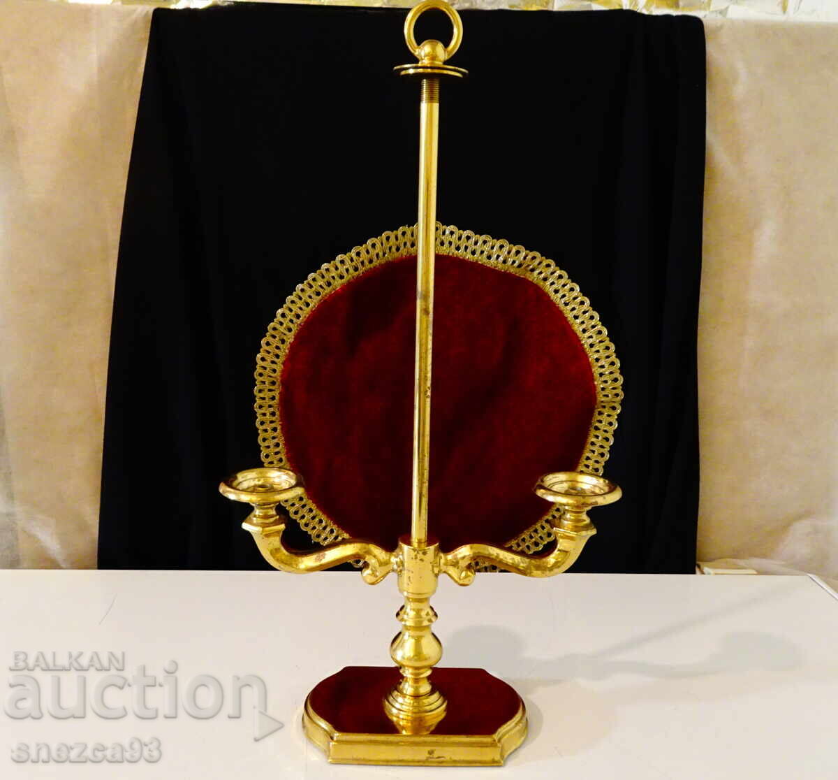 Sfeșnic din bronz, aurit, 42 cm, 1,2 kg