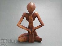 Figurină din lemn lucrată manual Yoga