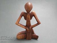 Figurină din lemn lucrată manual Yoga