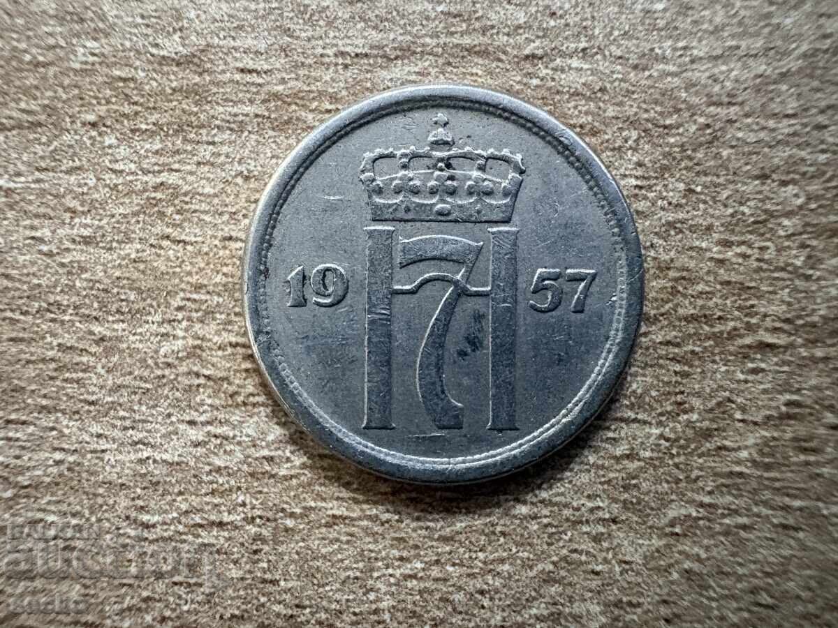Norvegia - 25 øre (1957) cu preț € 0.25 | 0.49 BGN