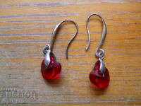 Cercei din argint cu rubine sintetice (placate cu aur)