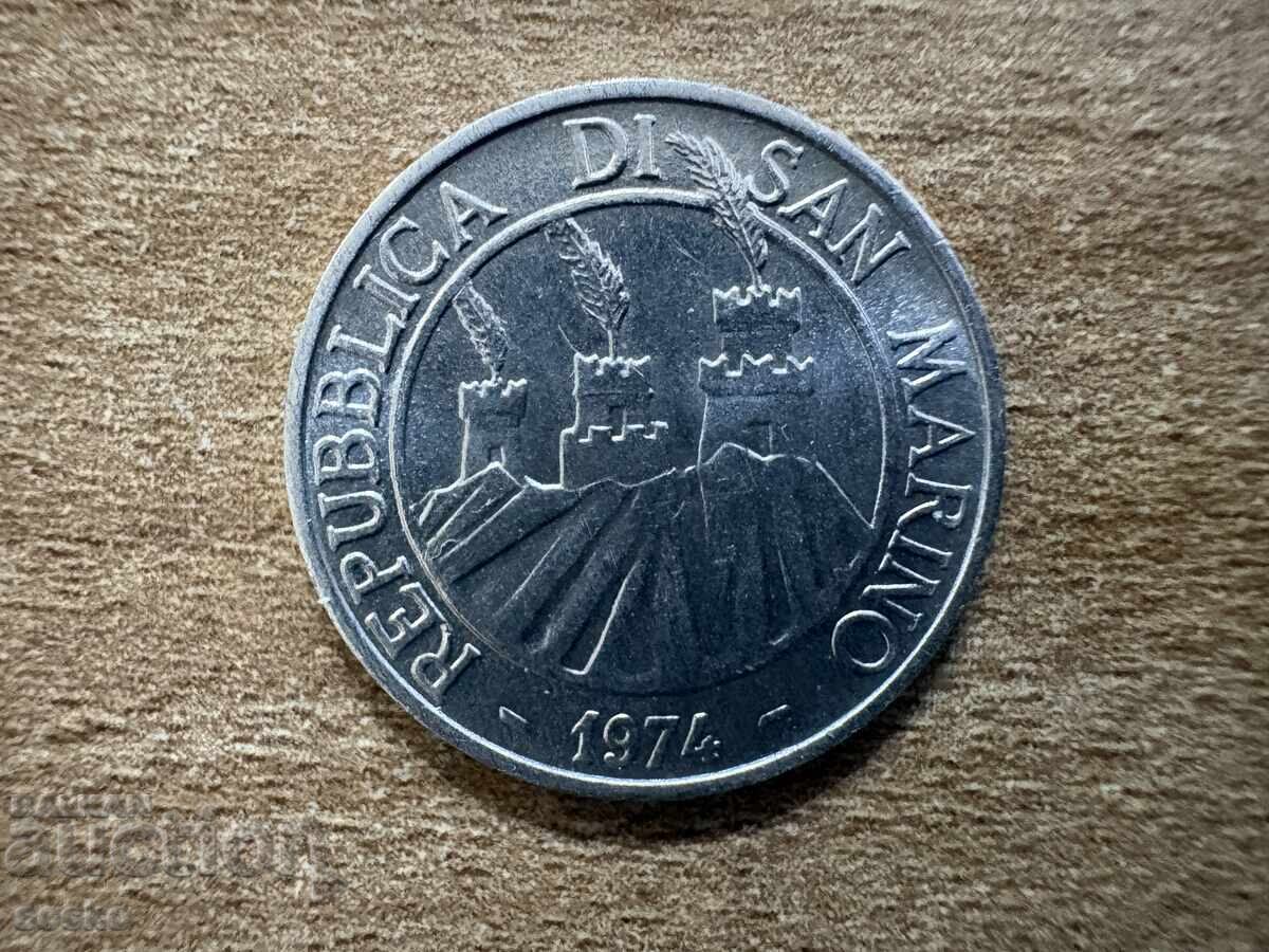 Σαν Μαρίνο - 5 λίρες (1974) με τιμή € 0.90 | 1.76 BGN