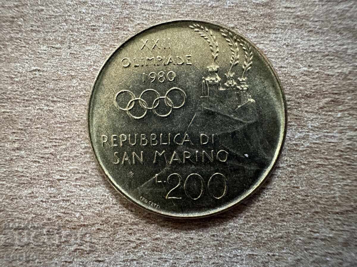 San Marino - 200 lire (1980) - Jocurile Olimpice de vară XXII