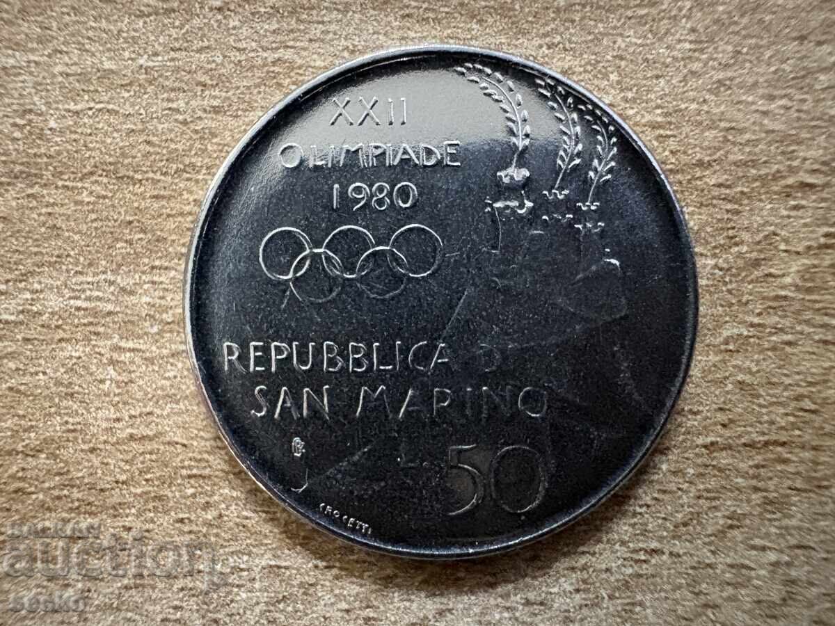 San Marino - 50 lire (1980) - XXII Summer Olympic Games