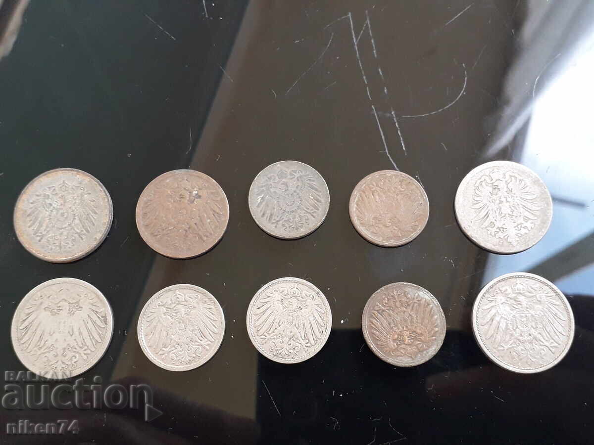 lot 10 bucăți monede vechi pfennig Germania cu preț € 0.01 | 0.02 BGN