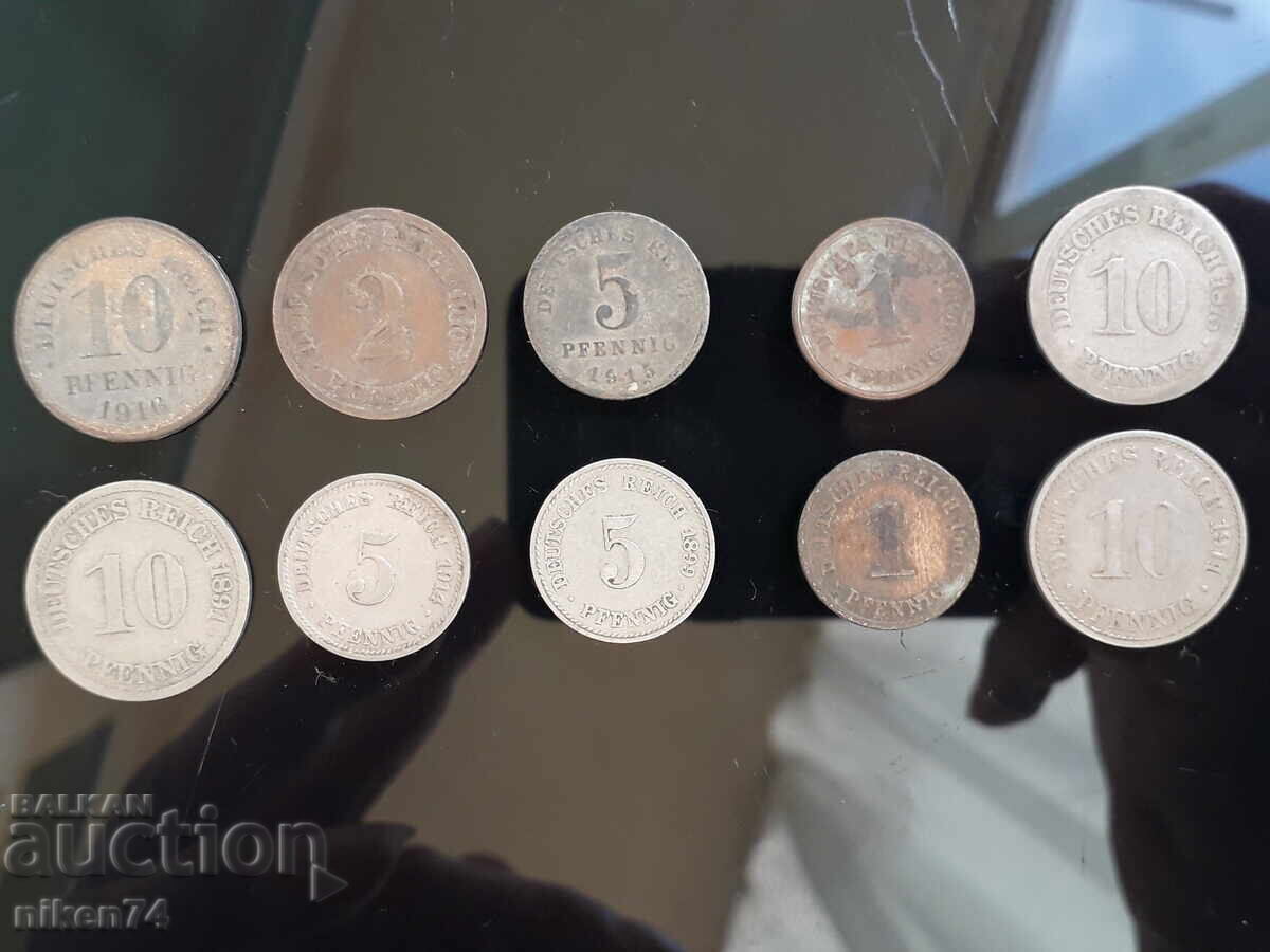 lot 10 bucăți monede vechi pfennig Germania