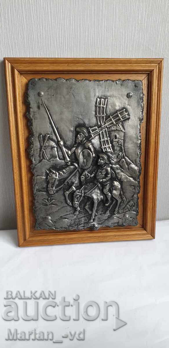 Tablou metalic în relief cu Don Quijote și Sancho Panza cu preț € 40.00 | 78.23 BGN Tablou metalic în relief cu Don Quijote și Sancho Panza cu preț € 40.00 | 78.23 BGN