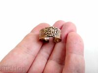 Inel vechi german din aur din secolul al XIX-lea, lucrat manual