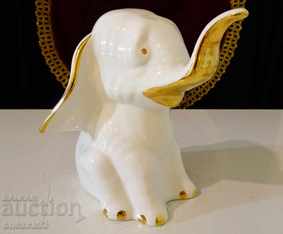 Porcelain Elephant figurine, gold, West Germany - 5