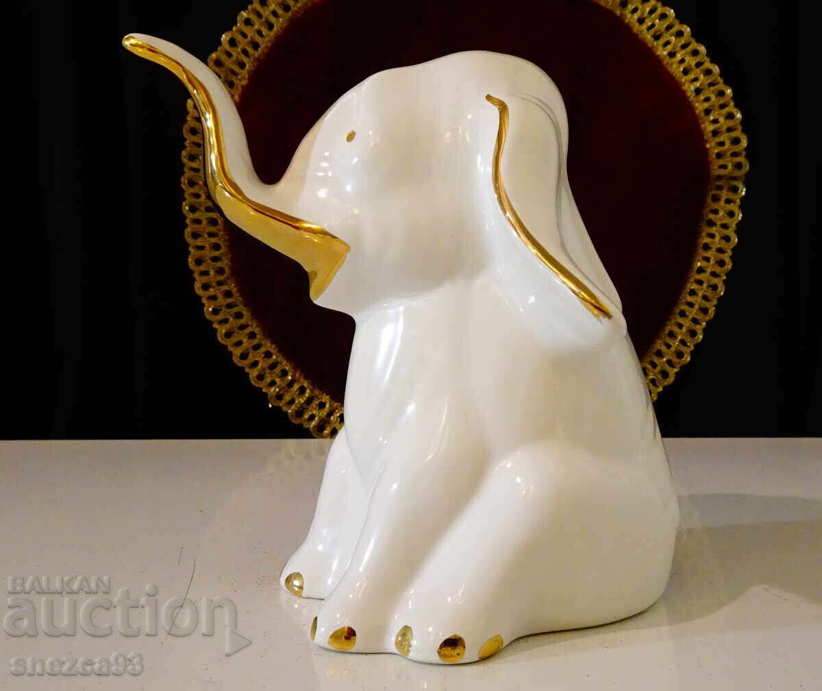Porcelain Elephant figurine, gold, West Germany - 6