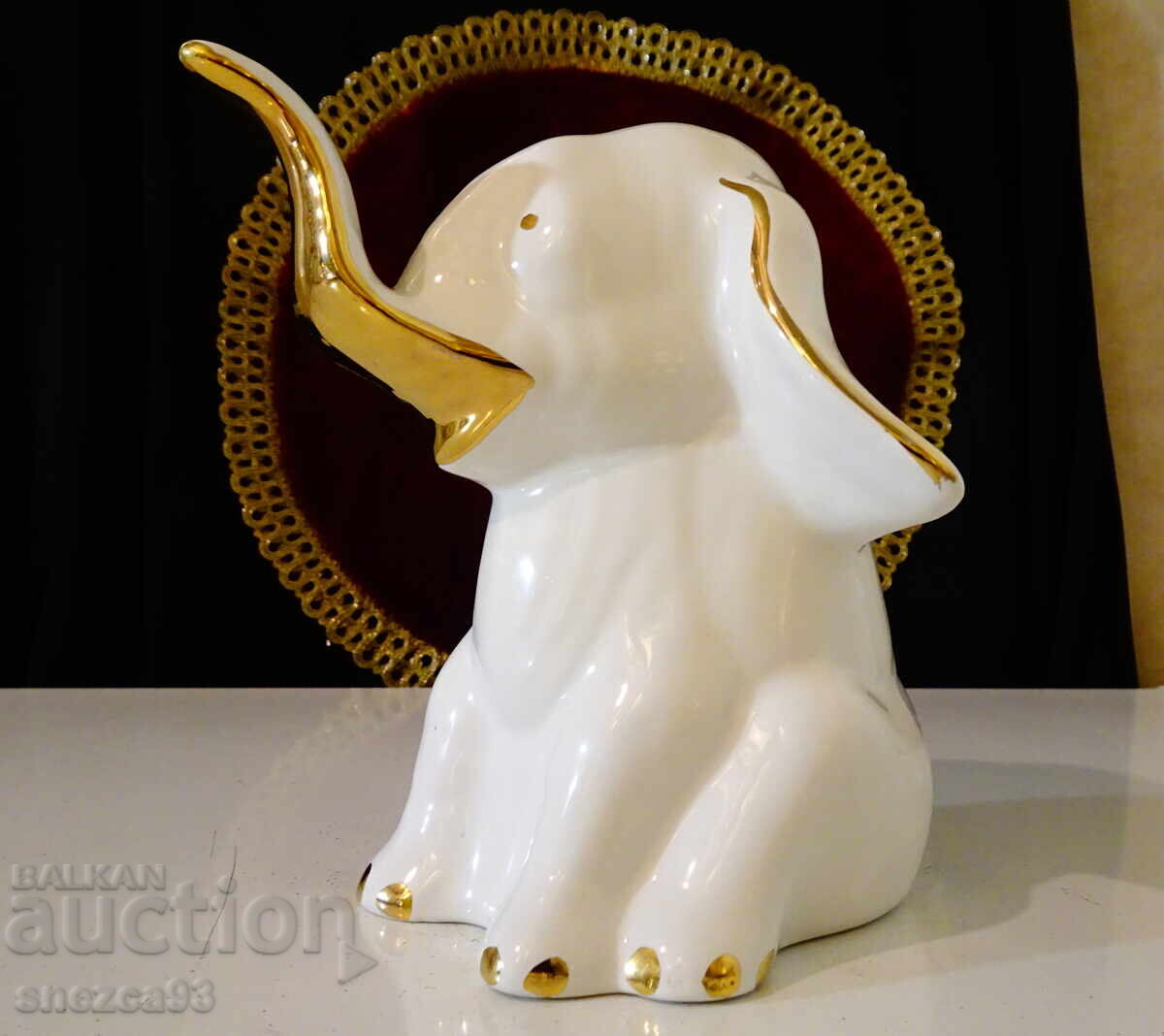 Porcelain Elephant figurine, gold, West Germany