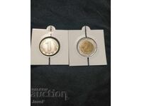 Български монети 1 и 2 лева с обърнат реверс