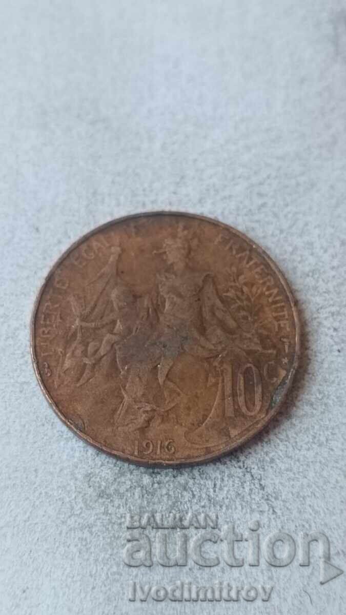 Франция 10 сантима 1916