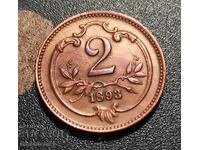 Coin Austria 2 heller, 1893