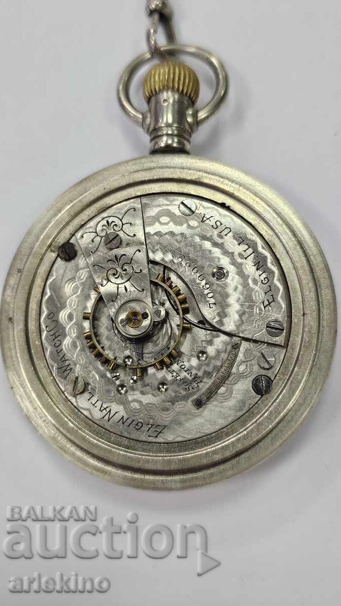 Σπάνιο ρολόι τσέπης "ELGIN" - USA - Αμερική + Chatelaine - 5