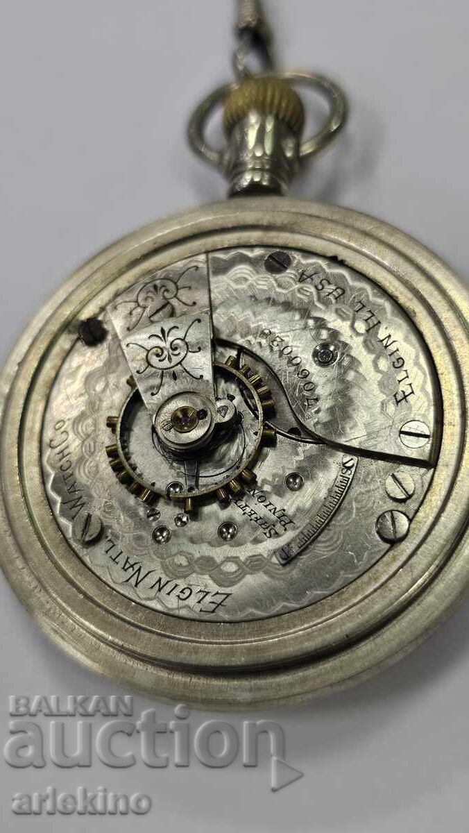 Σπάνιο ρολόι τσέπης "ELGIN" - USA - Αμερική + Chatelaine - 6