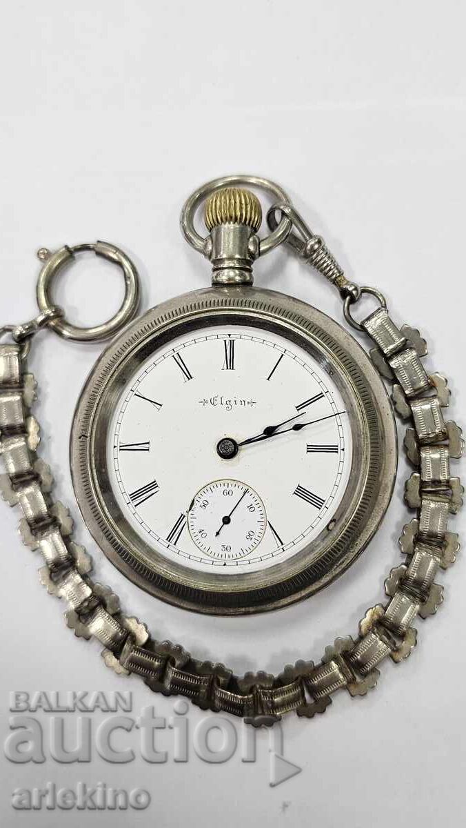 Rare "ELGIN" Pocket Watch - USA - America + Chatelaine Rare "ELGIN" Pocket Watch - USA - America + Chatelaine