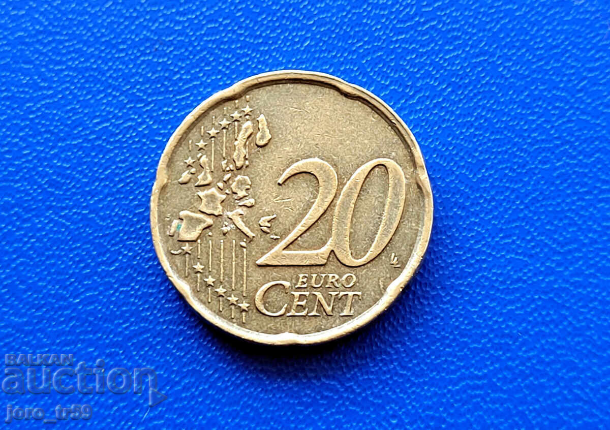 Италия 20 евроцента Euro cent 2002 с цена € 0.51 | 1.00 лв.