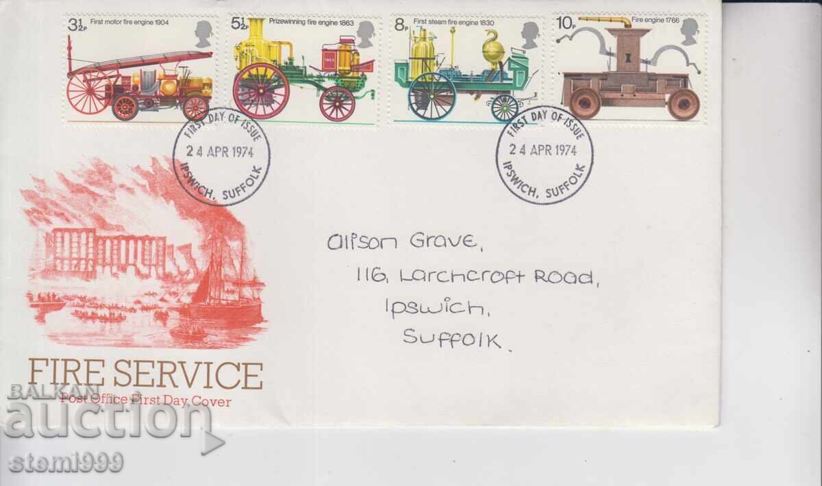 First Day Cover Retro Fire Trucks