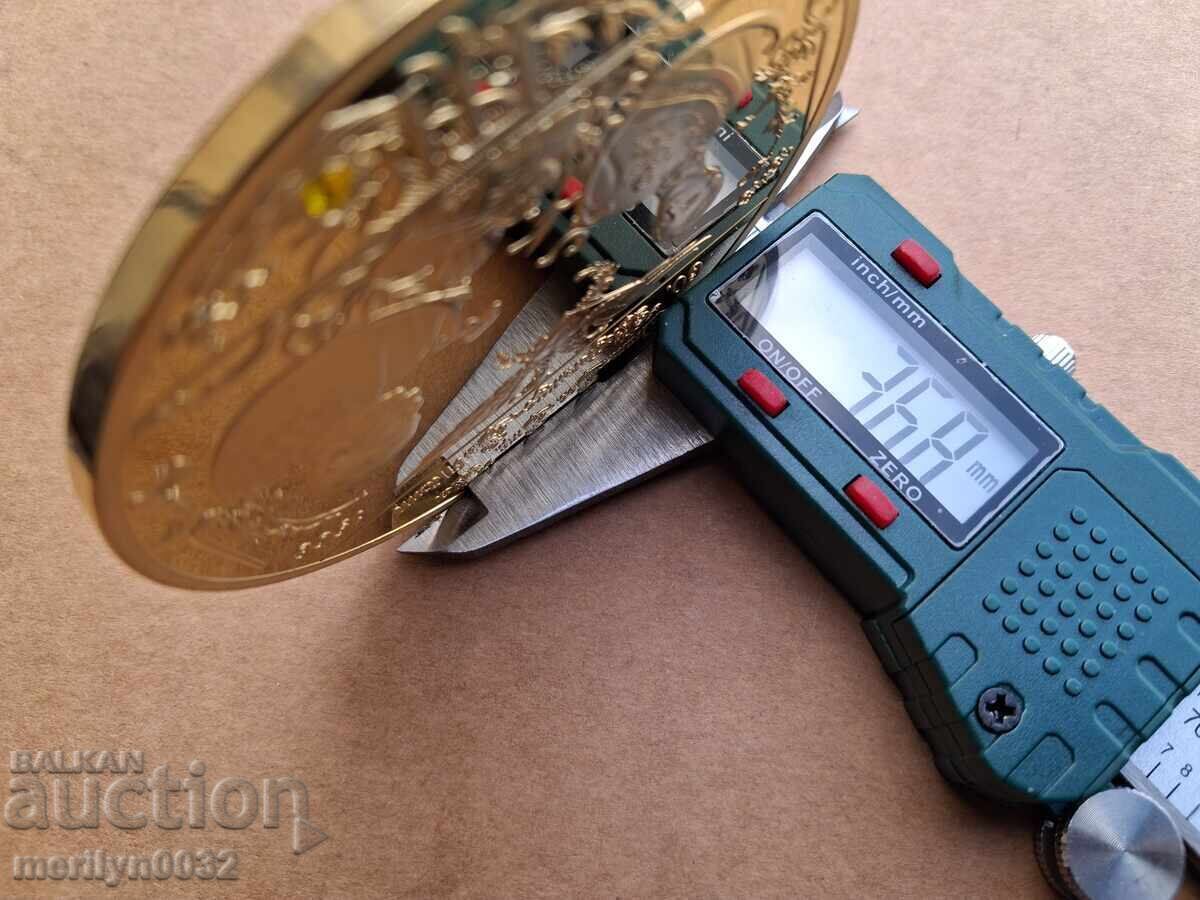 Delivery of Commemorative plaque medal Franz Joseph gilded Cu 70mm enamel