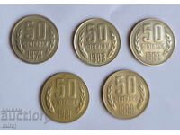 50 stotinki 1974. 1981. 1988. 1989. 1990