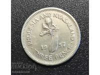 Νόμισμα Ροδεσία και Νυασαλάνδη 3 πένες, 1957