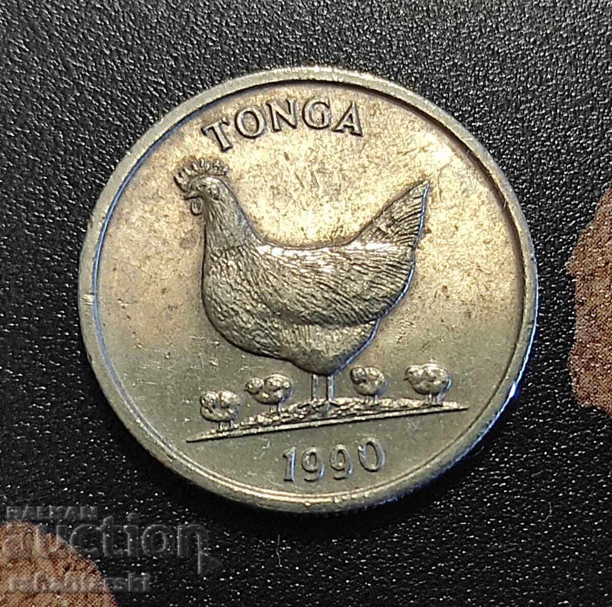Монета Тонга 5 сенити, 1990 Монета Тонга 5 сенити, 1990