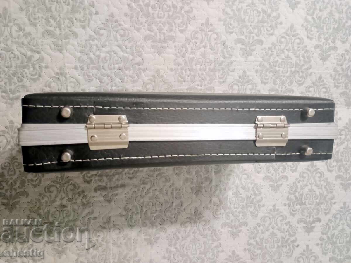 Delivery of Classic black faux leather briefcase with key
