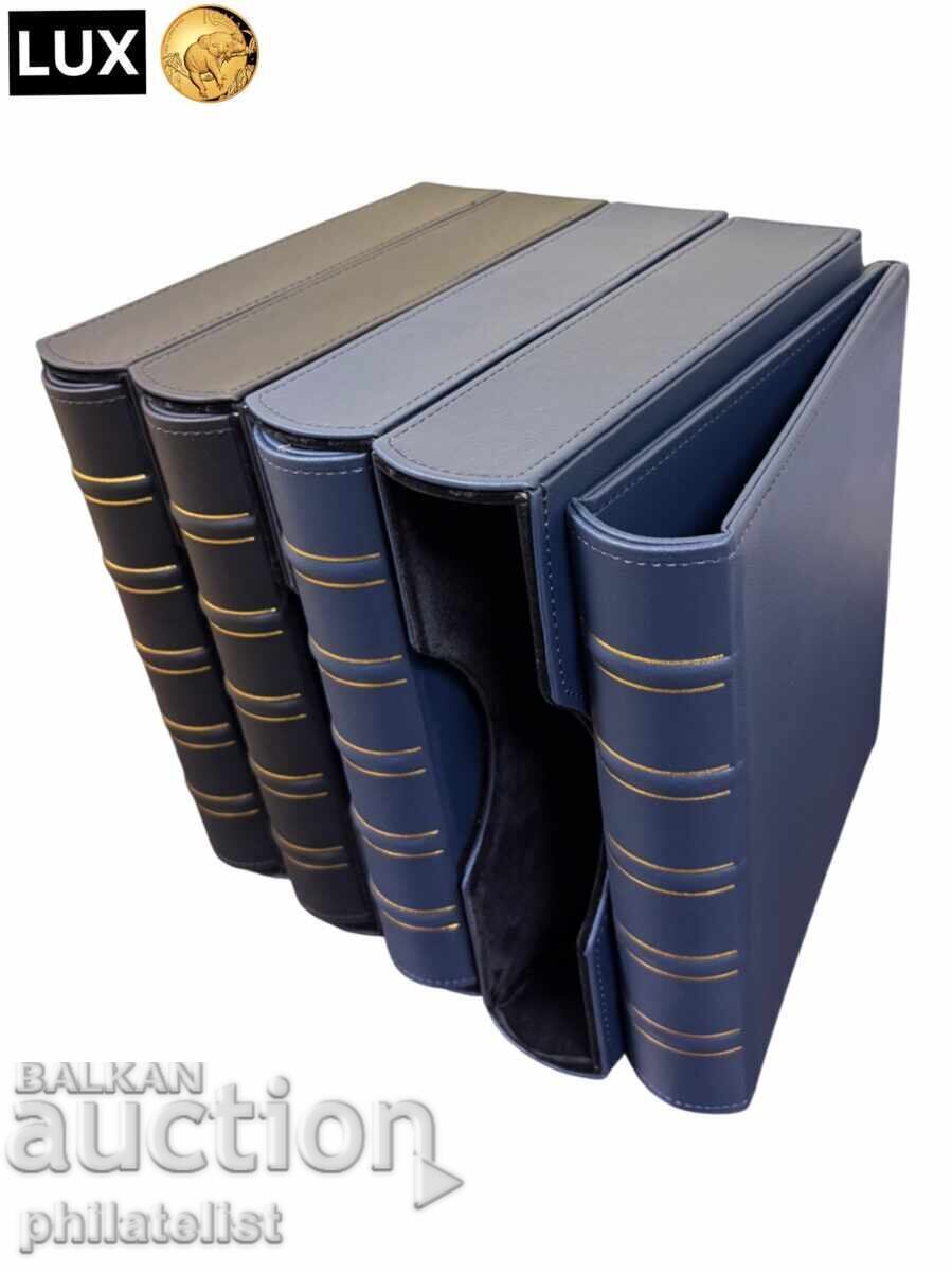 Livrarea Dosar cu casetă LUX, piele ecologică – OPTIMA standard, culoare albastră /c