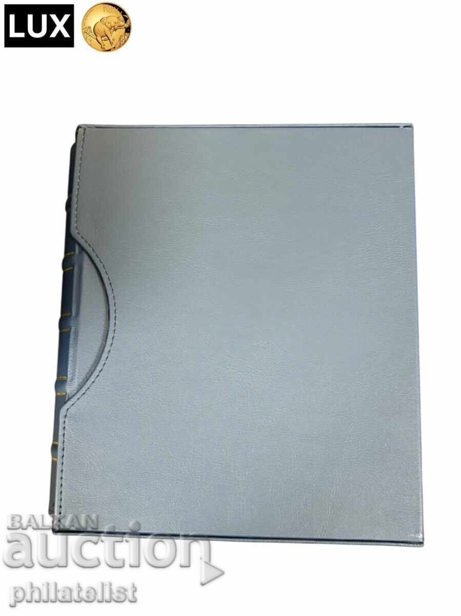 Dosar cu casetă LUX, piele ecologică – OPTIMA standard, culoare albastră /c - 5