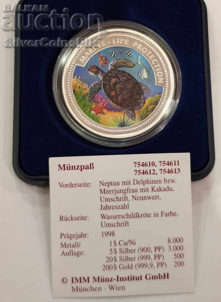 $5 Silver Marine Life Protection 1998 Palau with price € 2.72 | 5.32 BGN