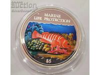$5 Silver Marine Life Protection 2000 Cook Islands