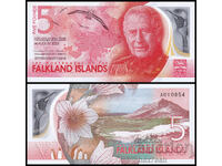 ❤️ ⭐ Falkland Islands 2025 5 Pounds Polymer UNC New ⭐ ❤️