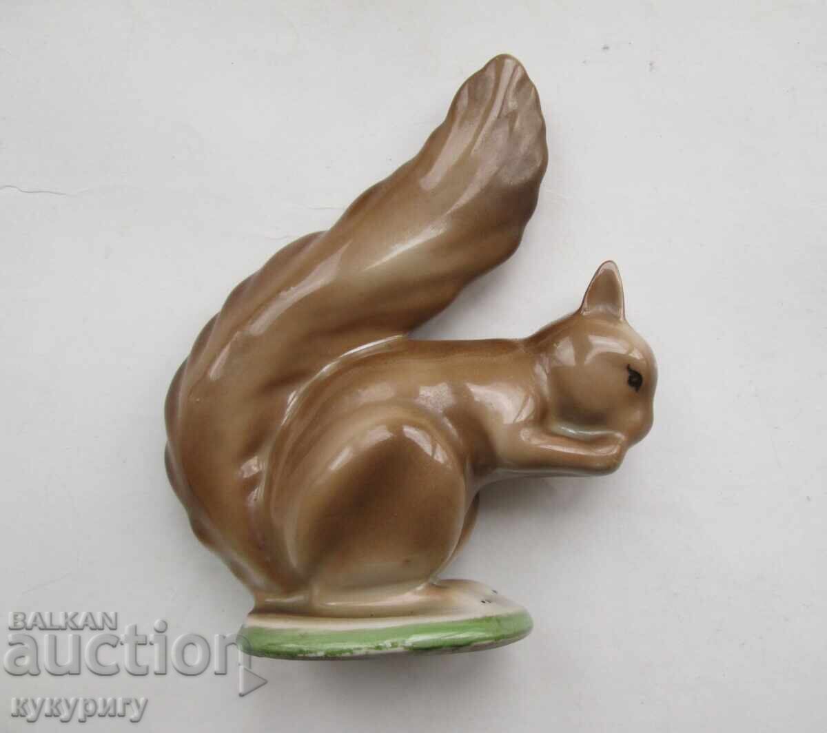 Old Bulgarian porcelain figurine squirrel S.I.P