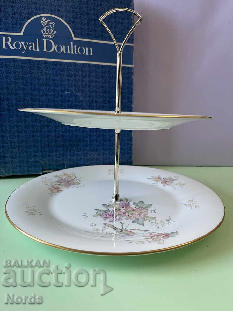 Auction Royal Doulton two-tier dessert stand Auction Royal Doulton two-tier dessert stand