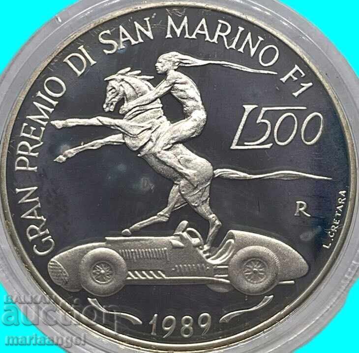 San Marino 1989 500 lire 11g .835 silver PROOF - 5 San Marino 1989 500 lire 11g .835 silver PROOF - 5