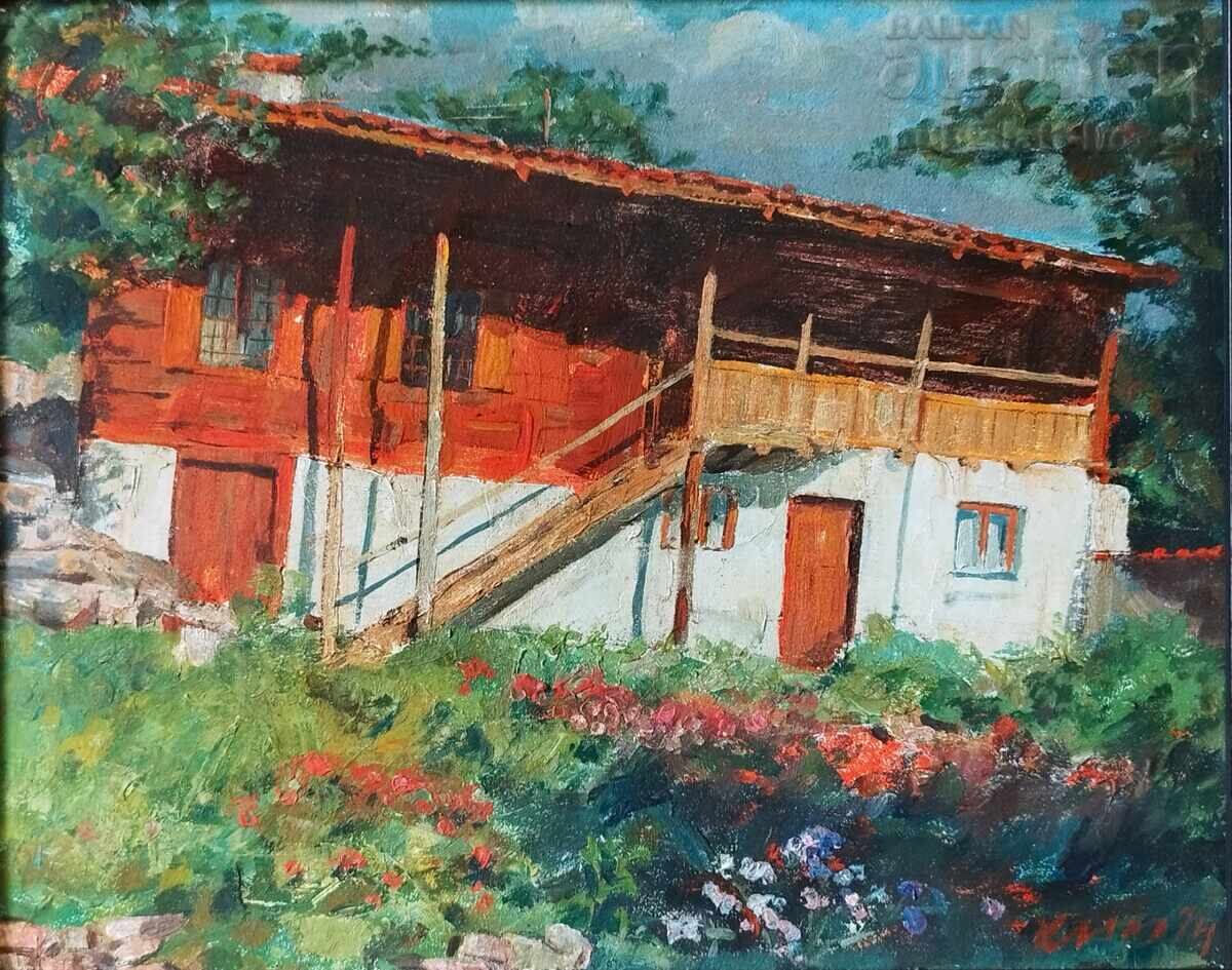 Tablou, casă din perioada Renașterii, pictor Kiril Milanov, 1974 cu preț € 650.00 | 1271.29 BGN