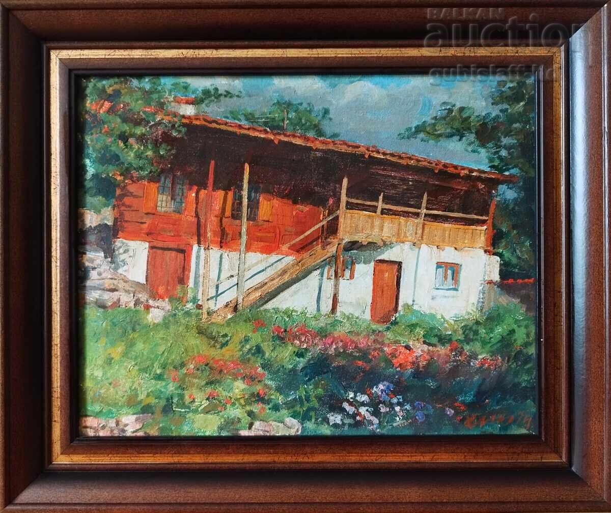 Tablou, casă din perioada Renașterii, pictor Kiril Milanov, 1974