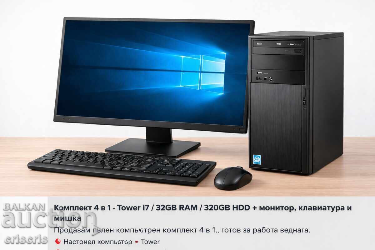 Set 4 în 1 cu Tower i7 / 32GB RAM / 320GB SSD Set 4 în 1 cu Tower i7 / 32GB RAM / 320GB SSD