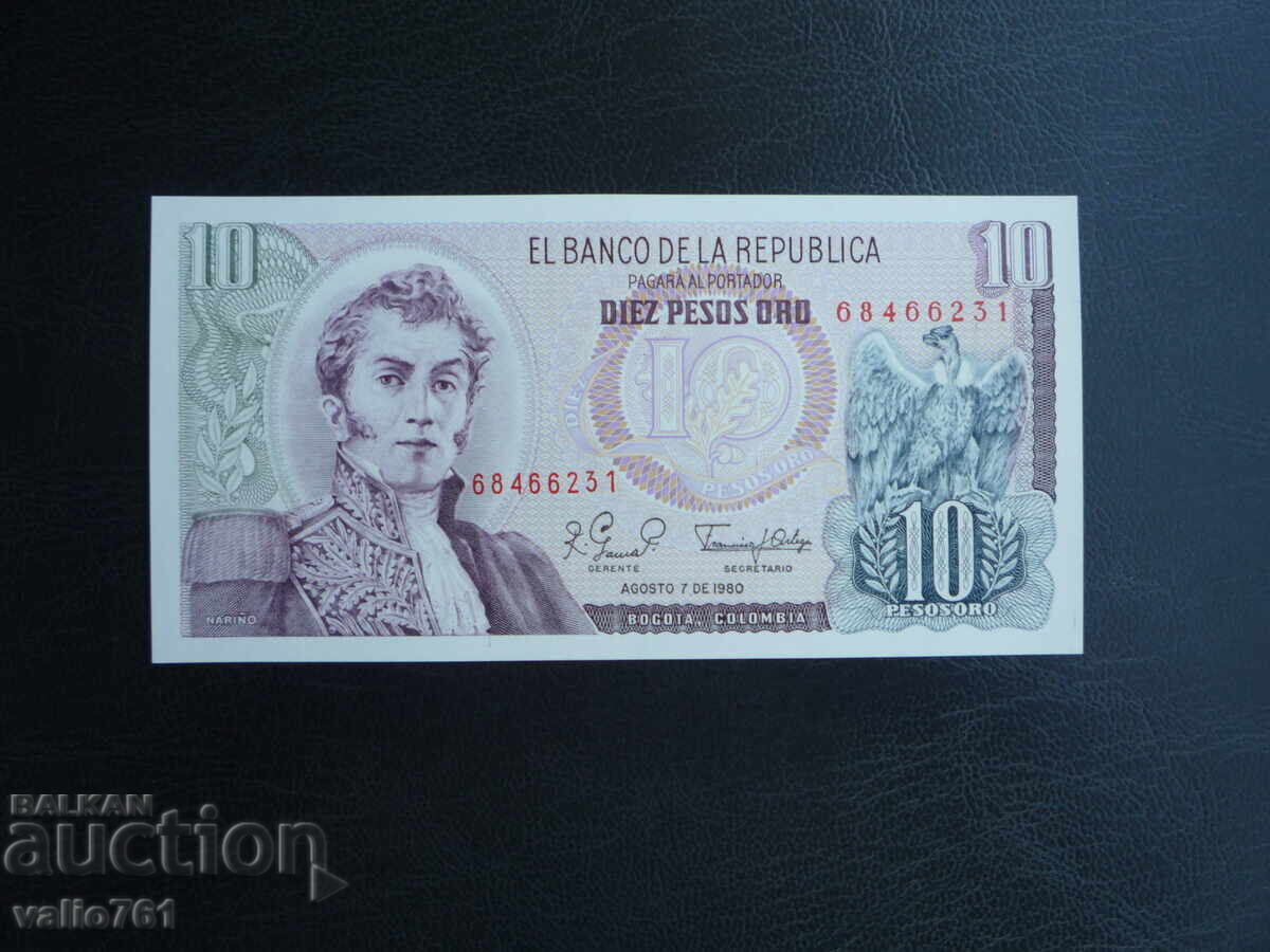 COLOMBIA 10 PESOS 1980 NEW UNC