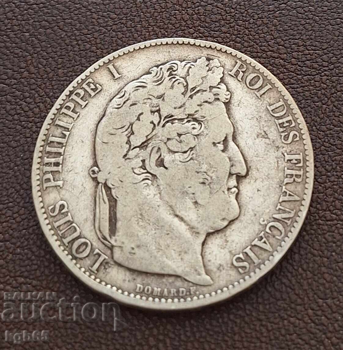 5 francs 1844 silver France . N-6