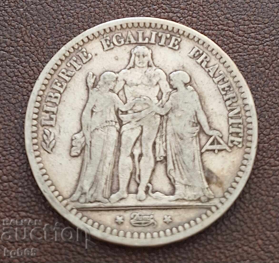 5 franci 1849 argint Franța . H-7 5 franci 1849 argint Franța . H-7