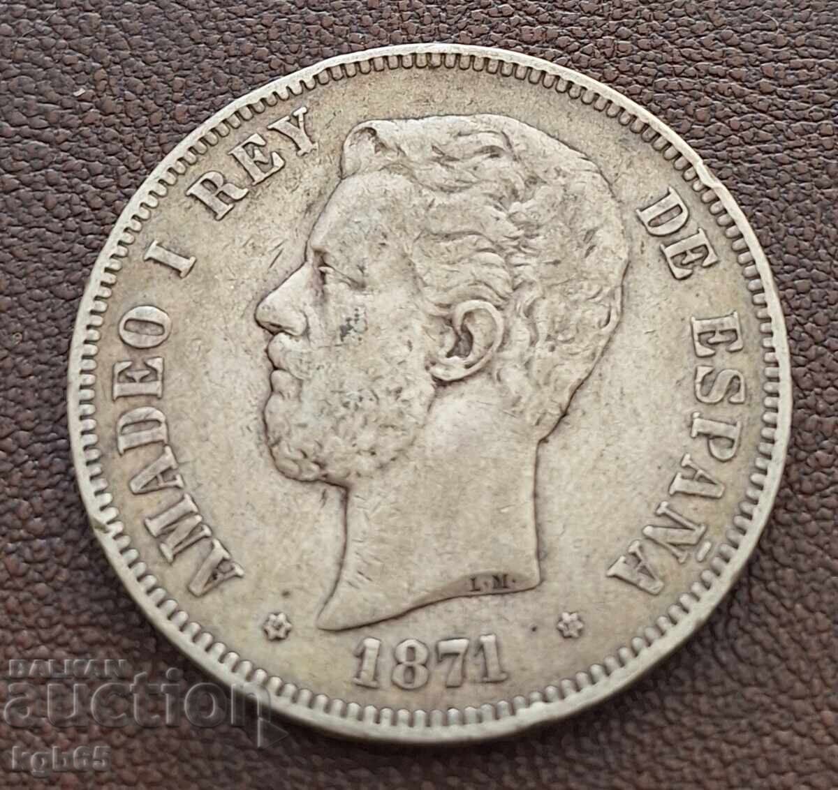5 pesete 1871 argint Spania . H-12 cu preț € 74.65 | 146.00 BGN 5 pesete 1871 argint Spania . H-12 cu preț € 74.65 | 146.00 BGN