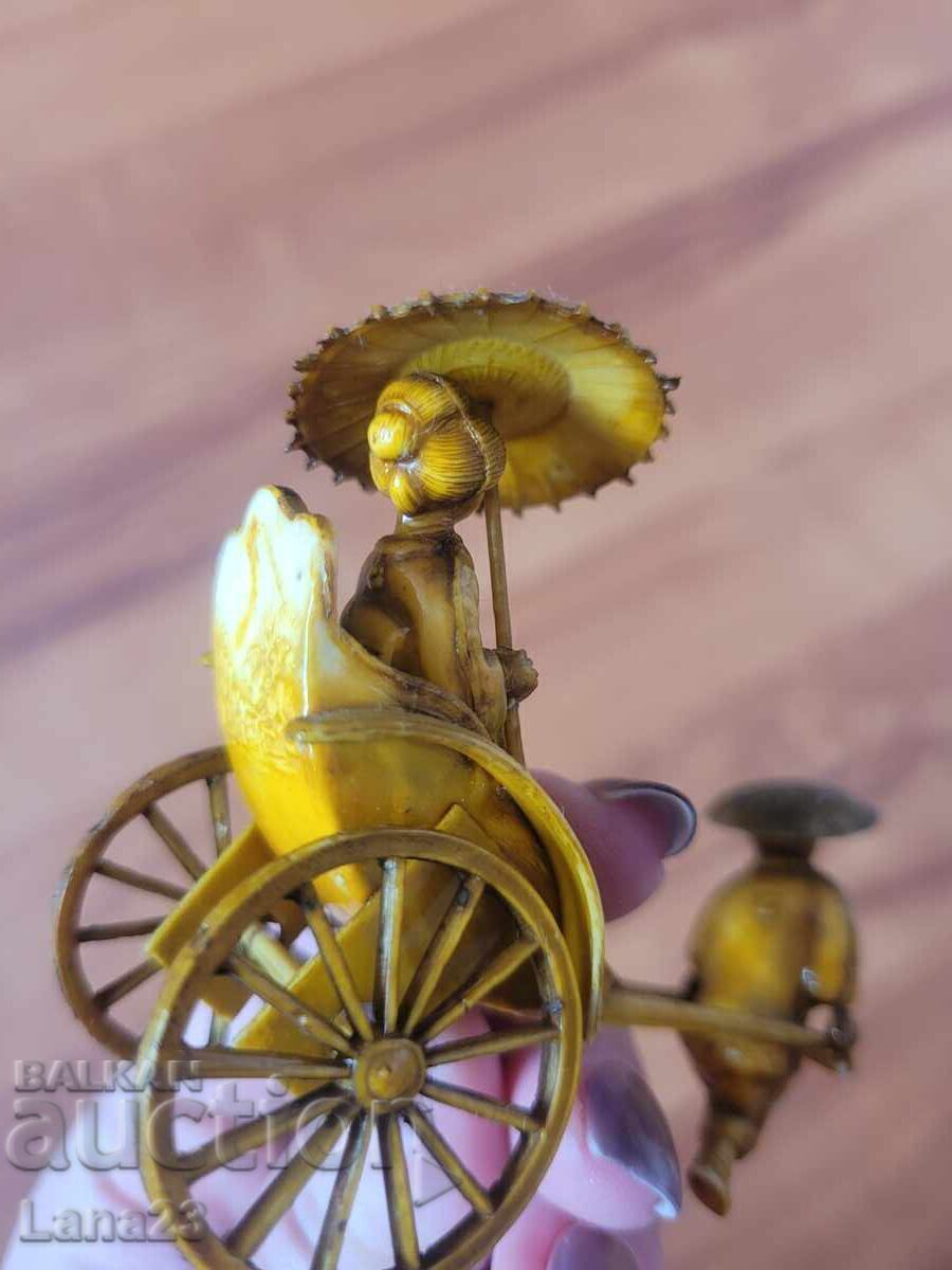 Vintage celluloid figure – Japanese rickshaw with geisha - 7