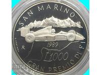 Сан Марино 1989 1000 лири 835 проба сребро PROOF