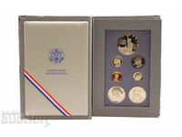 Set de șapte monede SUA America 1986 cu dolar de argint UNC