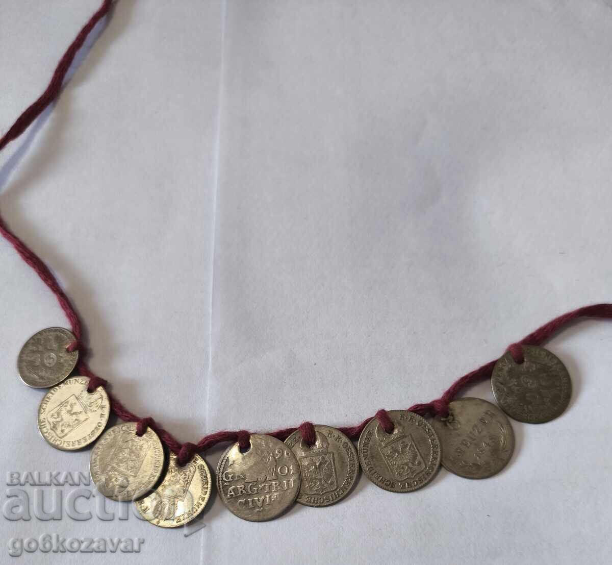 Licitație Bijuterii vechi, colier, pendar, etno, argint, kreuzer, șirag!