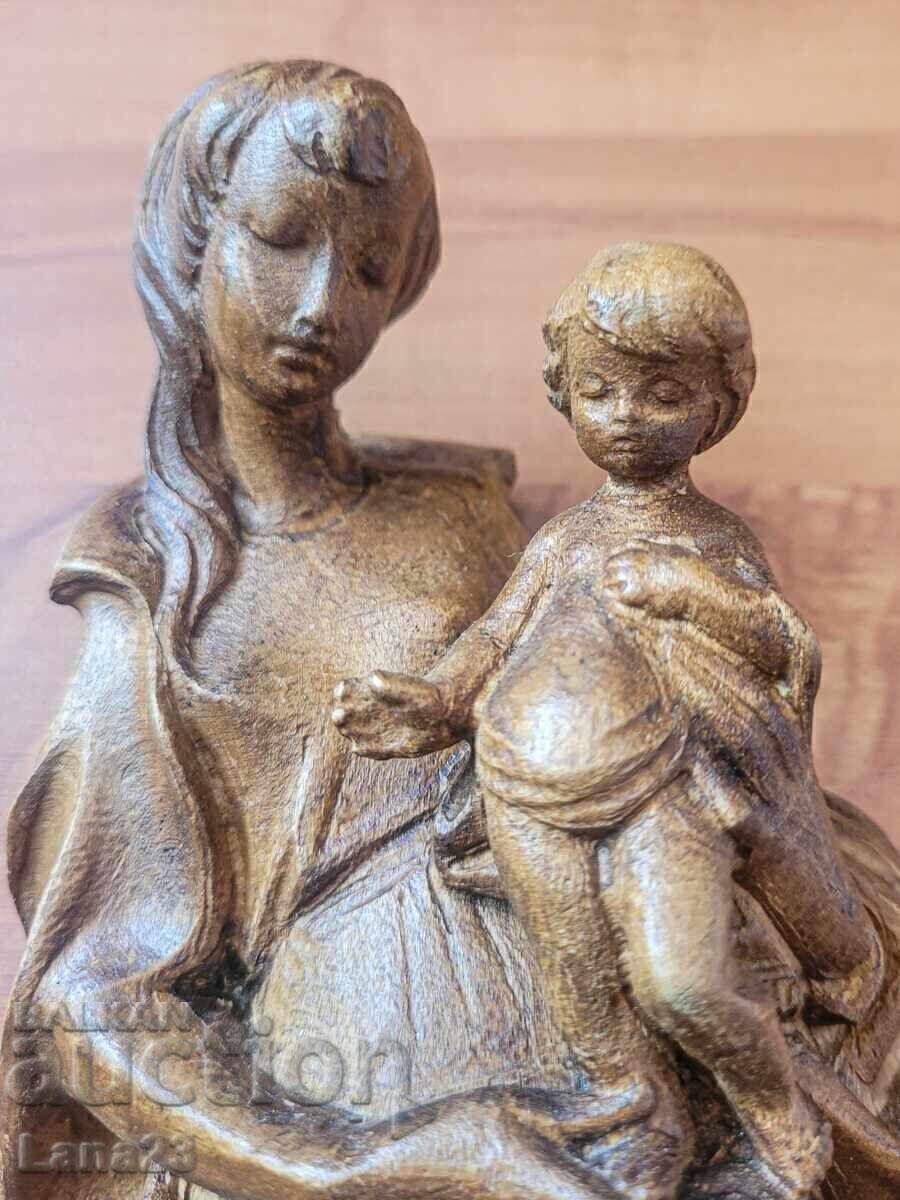 Vintage ξυλόγλυπτο «Παναγία βρεφοκρατούσα» με τιμή € 35.00 | 68.45 BGN